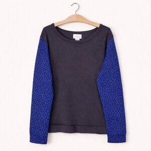 OBEY | Blue & Black Leopard Print Long Sleeve Sweater – Women’s Medium